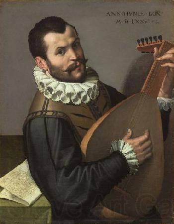 Bartolomeo Passerotti Portrait of a Man Playing a Lute 1576 Bartolomeo Passarotti, Italian France oil painting art